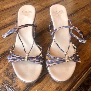 Italian Shoemakers Leopard Print Strappy Sandals - Brown & Black